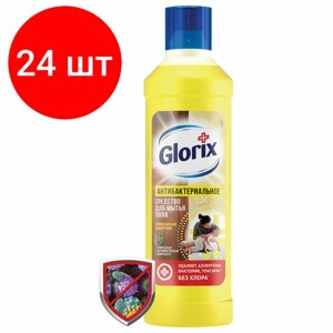 Комплект 24 шт, Средство для мытья пола дезинфицирующее 1 л GLORIX (Глорикс) Лимонная Энергия", без хлора, 8677296