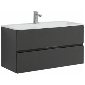 Комплект мебели для ванной Aquanet Алвита 100, ширина тумбы: 100 см, серый антрацит