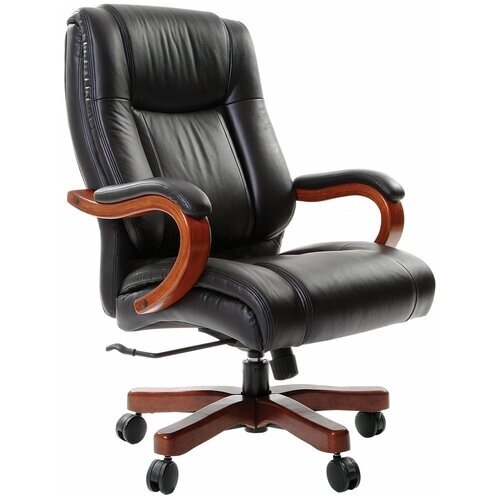 Компьютерное кресло Chairman 653 для руководителя, обивка: натуральная кожа, цвет: черный