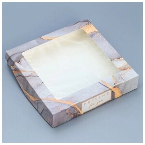 Кондитерская упаковка, коробка с ламинацией "Мрамор", 20 x 20 x 4 см, 5 шт.