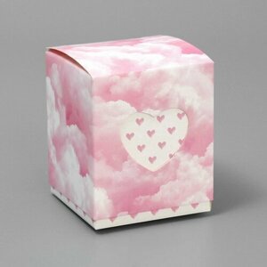 Коробка бонбоньерка, упаковка подарочная, "Розовые облака", 6 x 7 x 6 см, 5 шт.