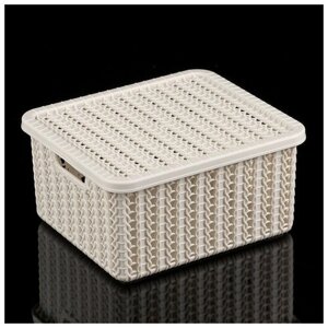 Коробка для хранения с крышкой «Вязание», 1,5 л, 17158 см, цвет белый ротанг