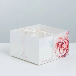 Коробка для капкейков, кондитерская упаковка, 4 ячейки "Повод для радости", 16 x 16 x 10 см, 5 шт.