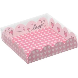 Коробка для кондитерских изделий с PVC-крышкой Love, 13 13 3 см