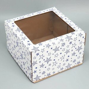 Коробка для торта с окном «Звезды» 30 х 30 х 19 см (5 шт)