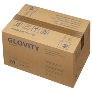 Коробка перчаток GLOVITY из нитрила 1000 штук 10 упаковок по 100 перчаток (Голубой лёд размер S)