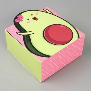 Коробка подарочная складная, упаковка, "Авокадо", 15 x 15 x 8 см