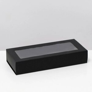 Коробка складня, пенал, с окном, черная, 27 х 12 х 5 см 5 шт