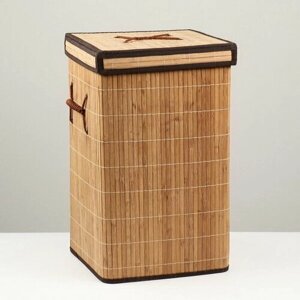 Корзина для хранения, квадрат, с ручками, складная, 30x30x50 см, бамбук