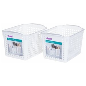 Корзина для хранения Лофт 2л, набор 2 шт / контейнер / хозяйственная коробка, цвет белый