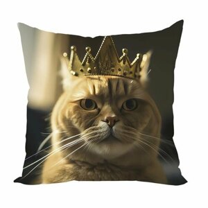 Коты-Короли Ричард / 40х40 / велюр / подарок / подушка диванная / подушка для интерьера
