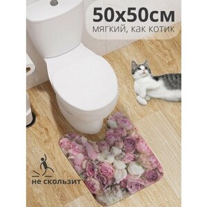 Коврик для туалета с вырезом противоскользящий JoyArty JoyArty "Розовый букет" 50x50 см