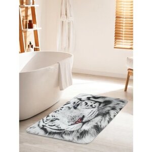 Коврик для ванной комнаты и туалета противоскользящий JoyArty "Белый тигр" 60х100 см