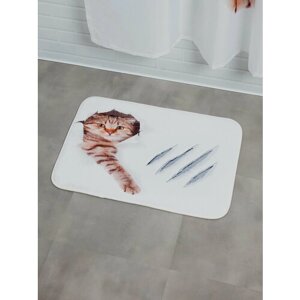Коврик JoyArty противоскользящий "Кот с царапиной" для ванной, сауны, бассейна, 77х52 см