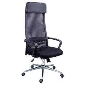 Кресло для руководителя Мирэй Групп МГ-17 хром (паук) плюс, обивка: текстиль, цвет: ткань сетка черная
