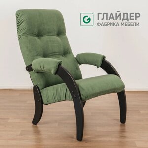 Кресло мягкое для отдыха, дома и дачи Glider 61 с мягкими подлокотниками, цвет зеленый/черный