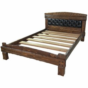 Кровать деревянная ммк-древ "Барин 3" мягкая спинка (каретная стяжка) 90*200 светлый орех