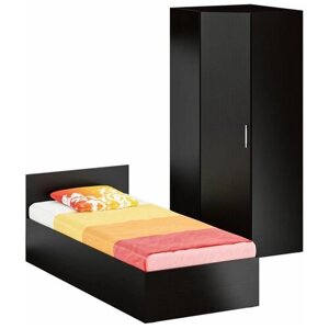 Кровать односпальная 900 с угловым шкафом Стандарт, цвет венге, спальное место 900х2000 мм, без матраса, основание есть