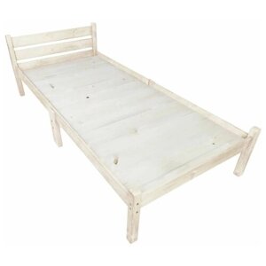 Кровать односпальная Классика Компакт сосновая со сплошным основанием, без шлифовки и покрытия, 80х190 см