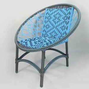 Круглое садовое (уличное) кресло из искусственного ротанга "Сфера" паутина (голубой, серий, синий)