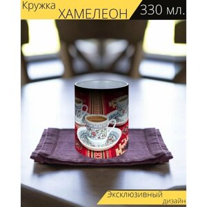 Кружка хамелеон с принтом "Кофе, чашка, турецкий" 330 мл.