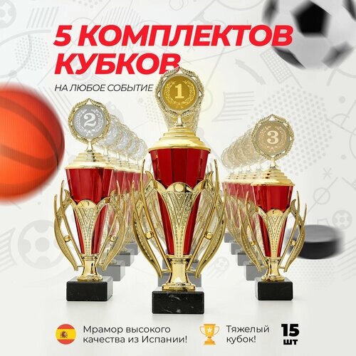 Кубок спортивный наградной, 5 комплектов кубков 1,2,3 место Boketto Art & Love