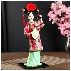 Кукла коллекционная"Китаянка в национ. платье с муз. инструмен. пипой" 32х12,5х12,5см