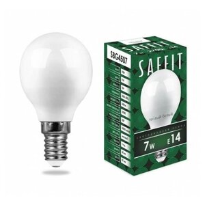 Лампа светодиодная LED 7вт Е14 теплый матовый шар (SBG4507) код 55034 | SAFFIT (2шт. в упак.)