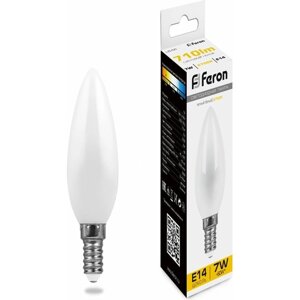 Лампа светодиодная LED 9вт Е14 белый матовая свеча | код 25799 | FERON (8шт. в упак.)