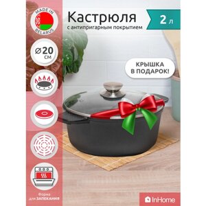 Литая алюминиевая кастрюля со стеклянной крышкой InHome IVPP/2.0