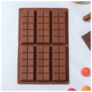 MARU Форма силиконовая для шоколада «Плитка. Мелкие дольки», 26171 см, 6 ячеек, цвет микс