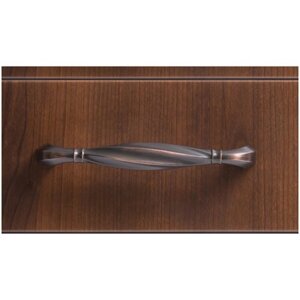 Мебельная ручка, брашированная старинная медь, 128 мм, лофт и смелый гранж, высокая классика, неоклассика