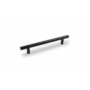 Мебельная ручка - рейлинг, длина 178 мм, межцентровое расстояние - 128 мм, диаметр 12 мм, цвет - BL - Матовый чёрный
