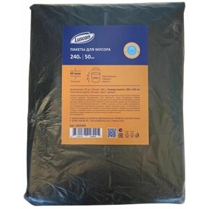 Мешки для мусора на 240 л Luscan черные (ПВД, 65 мкм, в пачке 50 шт, 100140 см)