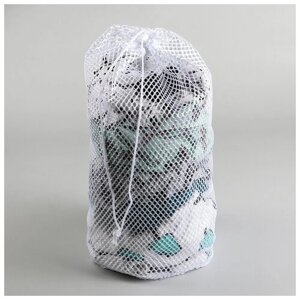Мешок для стирки белья Доляна, 3040 см, крупная сетка, цвет белый