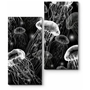 Модульная картина Черно-белые медузы 60x75