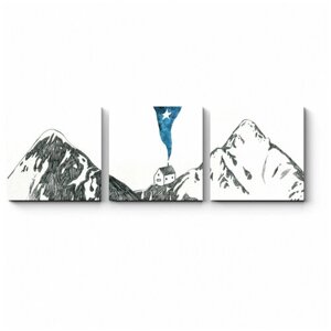 Модульная картина Домик в горах 150x50