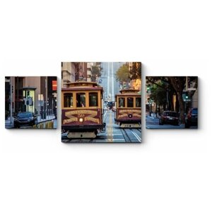 Модульная картина Два старинных трамвая по улицам Сан-Франциско170x73