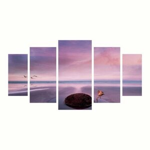 Модульная картина "Фламинго на озере"Размер:162х80см (28х40,28х60,38х80,28х60,28х40