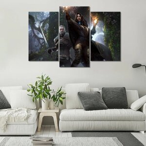 Модульная картина/Модульная картина на холсте/Модульная картина в подарок/Geralt and Yennifer The Witcher - Геральт и Йеннифер Ведьмак 120х80
