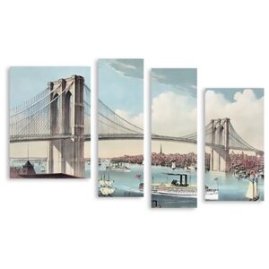 Модульная картина на холсте "Бруклинский мост" 90x58 см