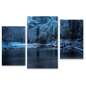 Модульная картина на холсте "Морозный лес" 120x81 см