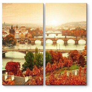 Модульная картина Прекрасные мосты осенней Праги 90x90