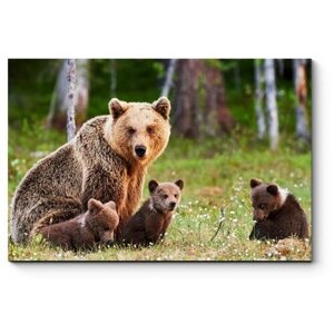 Модульная картина Семья очаровательных медведей 120x80