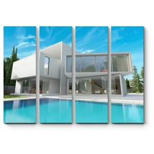Модульная картина Современный дом с бассейном200x150