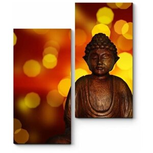 Модульная картина Статуя Будды на фоне огней40x50