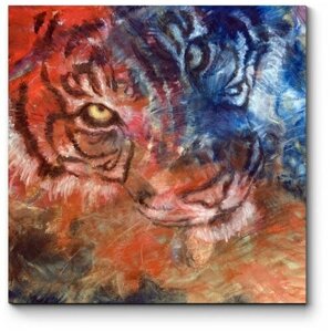 Модульная картина Тигр маслом на холсте 40x40