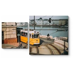 Модульная картина Трамвай по одной из улиц Будапешта80x48