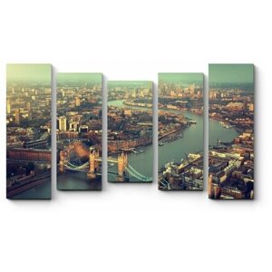 Модульная картина Величественная Темза с высоты птичьего полета, Лондон 140x84