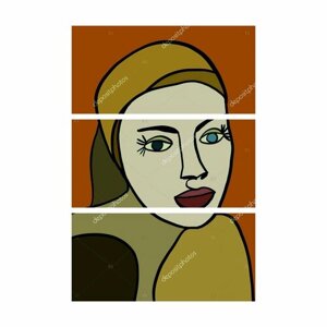 Модульная картина "Женщина в коричневых тонах"Размер: 120х80см (38х80,38х80,38х80